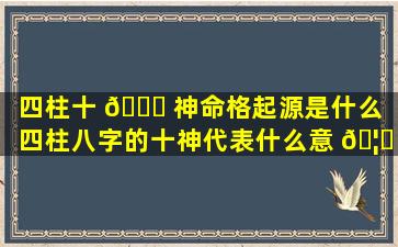 四柱十 🍀 神命格起源是什么（四柱八字的十神代表什么意 🦋 思）